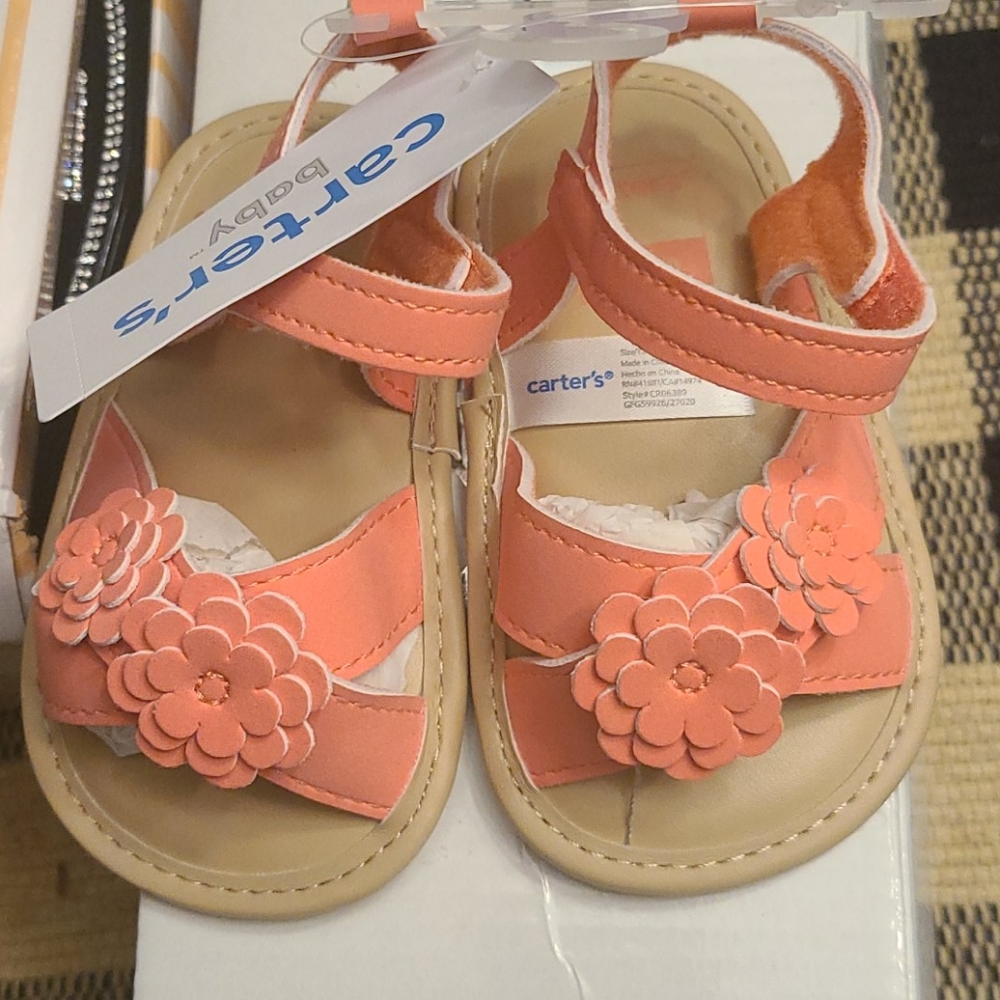 Carters Baby Girl Flowered Sandals Size 6-9 months